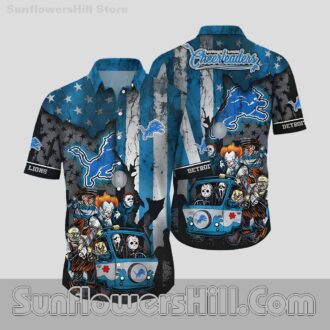 Detroit Lions Spooky Stars Button Up Shirt for Halloween Parties