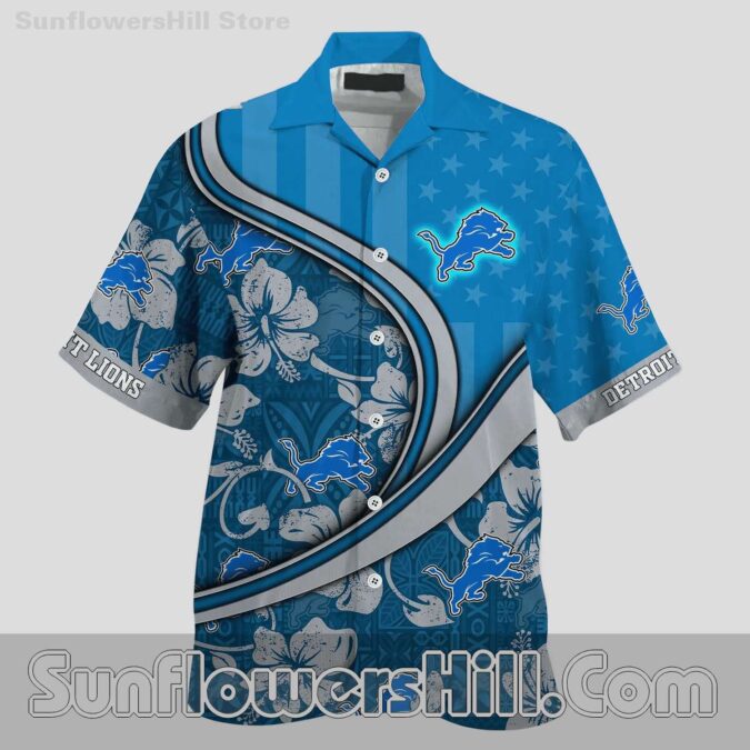 Detroit Lions Tropical Stars and Stripes Casual Shirt for Best Friend Gift