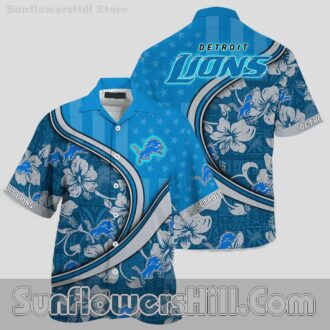 Detroit Lions Tropical Stars and Stripes Casual Shirt for Best Friend Gift
