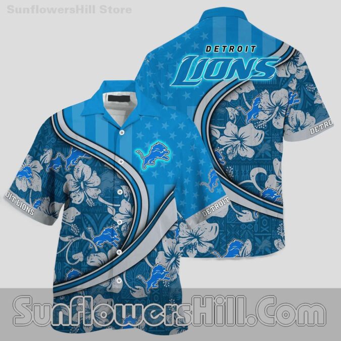 Detroit Lions Tropical Stars and Stripes Casual Shirt for Best Friend Gift