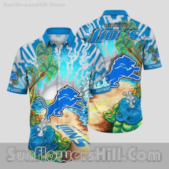 Detroit Lions Tropical Sunset Aloha Shirt for Barbecue and Holiday Fun