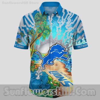 Detroit Lions Tropical Sunset Aloha Shirt for Barbecue and Holiday Fun