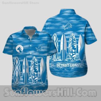 Detroit Lions Tropical Surf Short Sleeve Hawaiian Shirt for BBQs and Parties