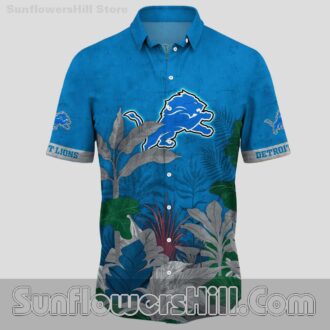 Detroit Lions Vibrant Green Leaf Short Sleeve Shirt for Dad and Husband Gifts