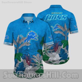 Detroit Lions Vibrant Green Leaf Short Sleeve Shirt for Dad and Husband Gifts
