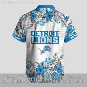 Detroit Lions White Floral Button Up Hawaiian Shirt and Shorts Matching Set Outfit for Fans