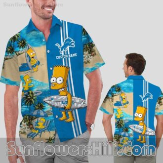 Funny Detroit Lions Bart Simpson Surfing Hawaiian Shirt for Beach Trip Fans