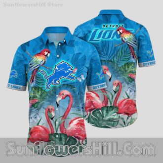New Arrival Detroit Lions Flamingo and Flamingo Aloha Button Down Shirt for Fans